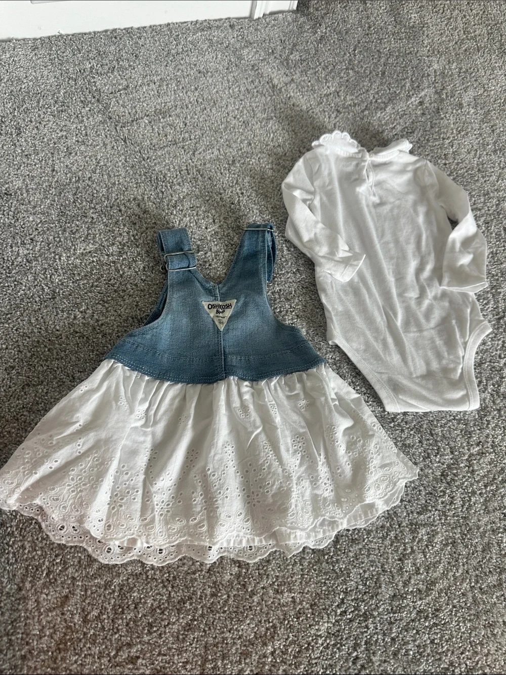 OshKosh B'gosh White Eyelet Dress with Bodysuit Set